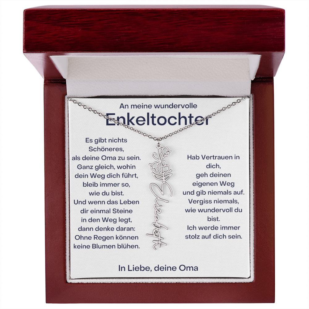 Personalisierte Geburtsblumenkette für Enkeltochter Von Oma