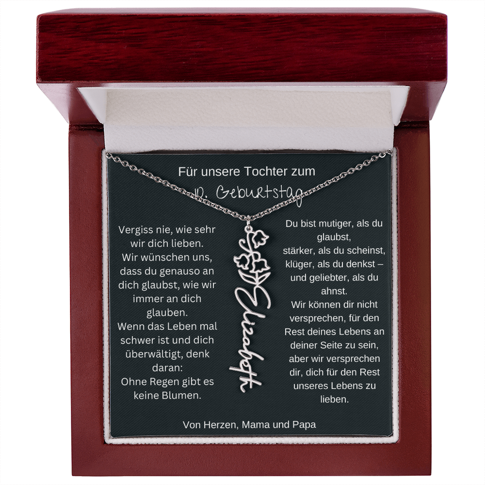 Geschenk zum 10. Geburtstag Tochter Geburtsblumen Namenskette