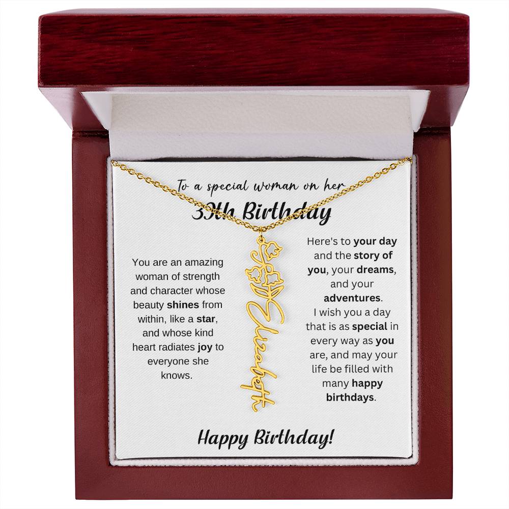 39th Birthday Gift Birthflower Necklace