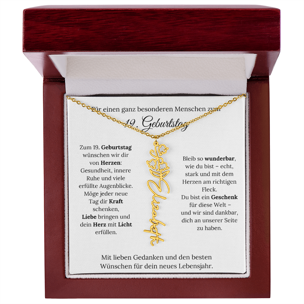 Personalisiertes 19. Geburtstagsgeschenk mit Geburtsblume
