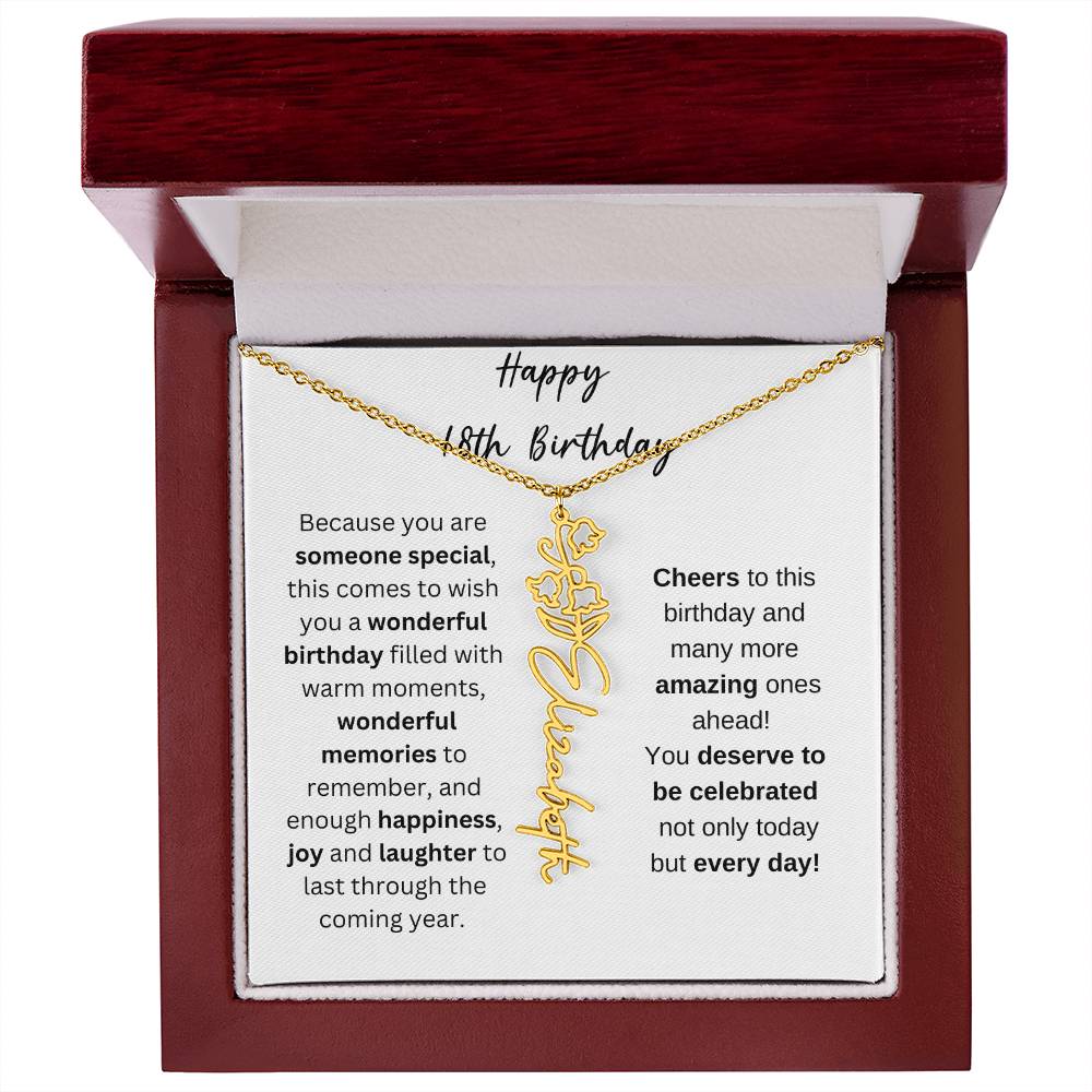 Happy 18th Birthday - Flower Name Necklace