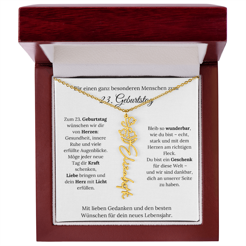 Personalisiertes 23. Geburtstagsgeschenk mit Geburtsblume