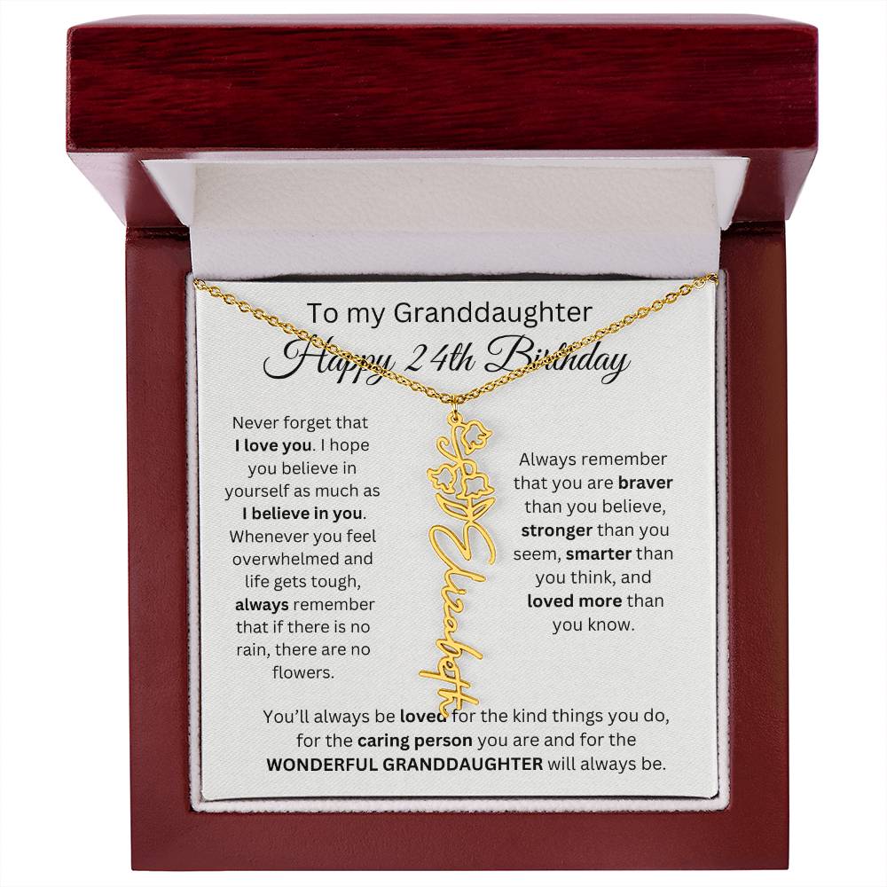 To My Granddaughter | Happy 24th Birthday | Flower Name Necklace