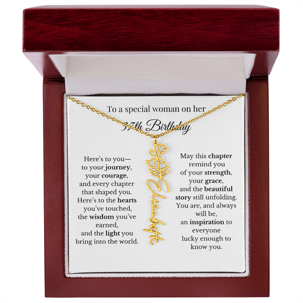 37th Birthday Gift for Her Birth Flower Name Necklace