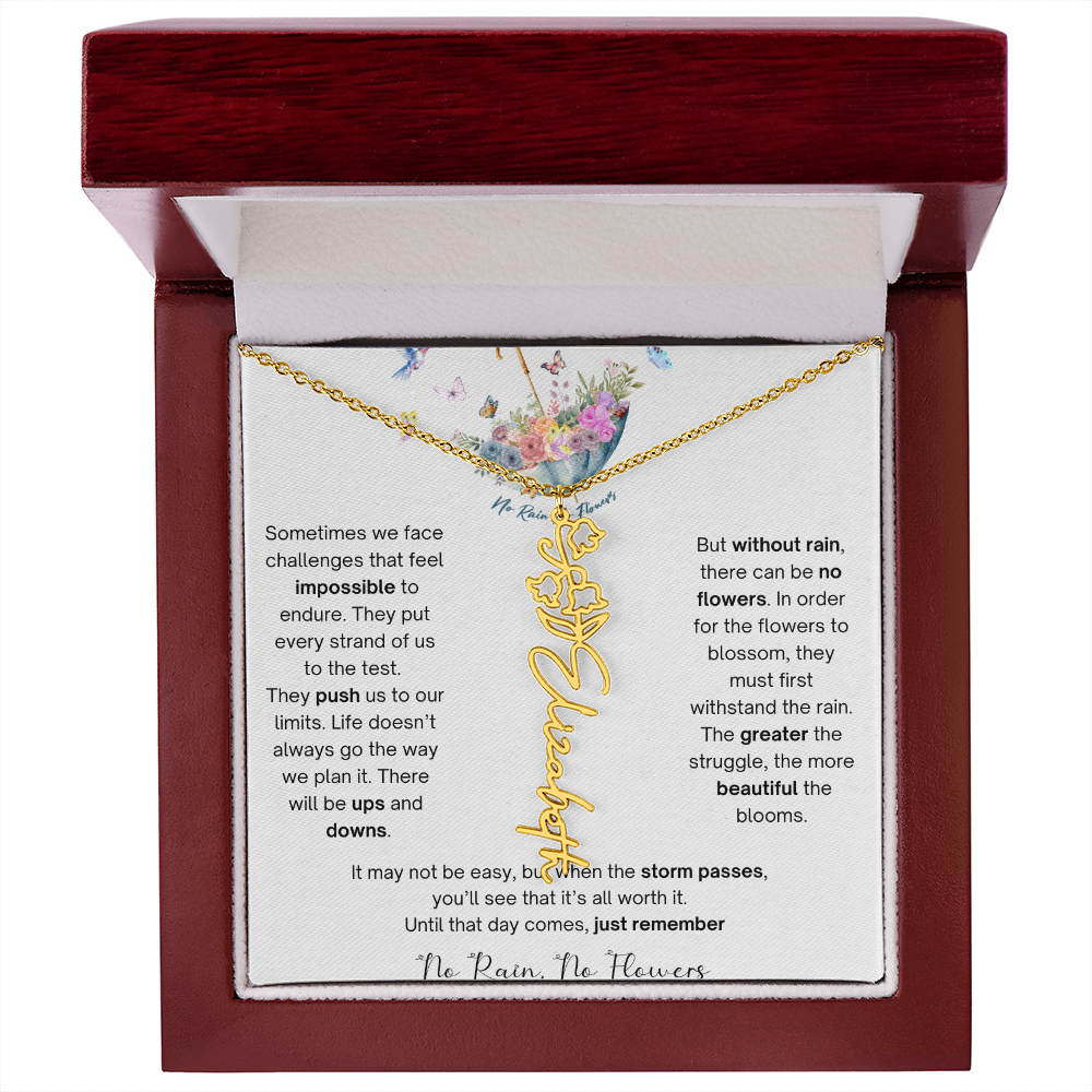 No Rain No Flowers 3 - Flower Name Necklace