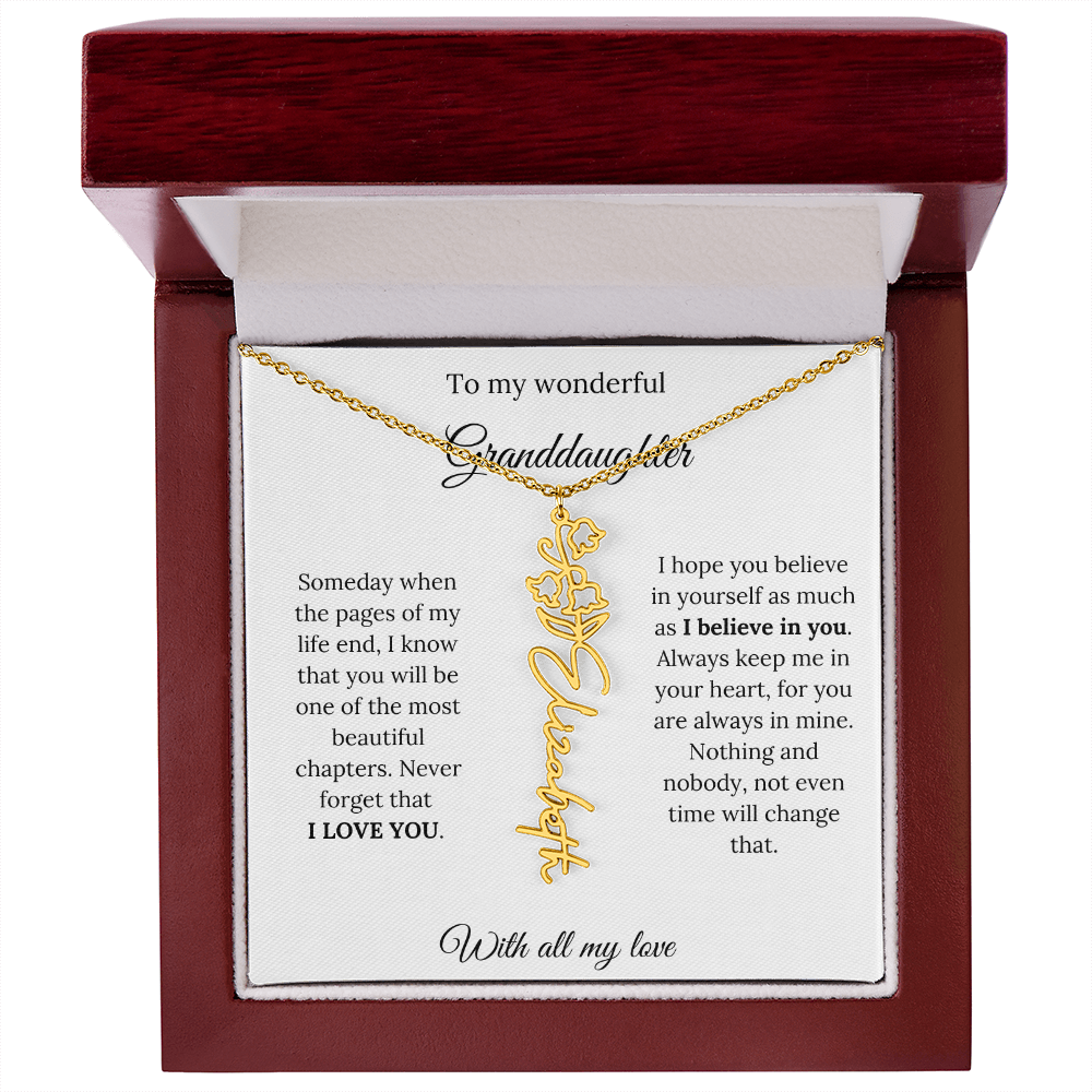 To My Granddaughter Necklace – Custom Floral Keepsake Jewelry Gift from Grandma & Grandpa