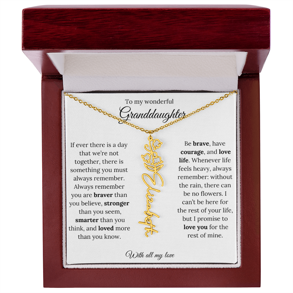 Personalized Birth Flower Name Necklace for Granddaughter