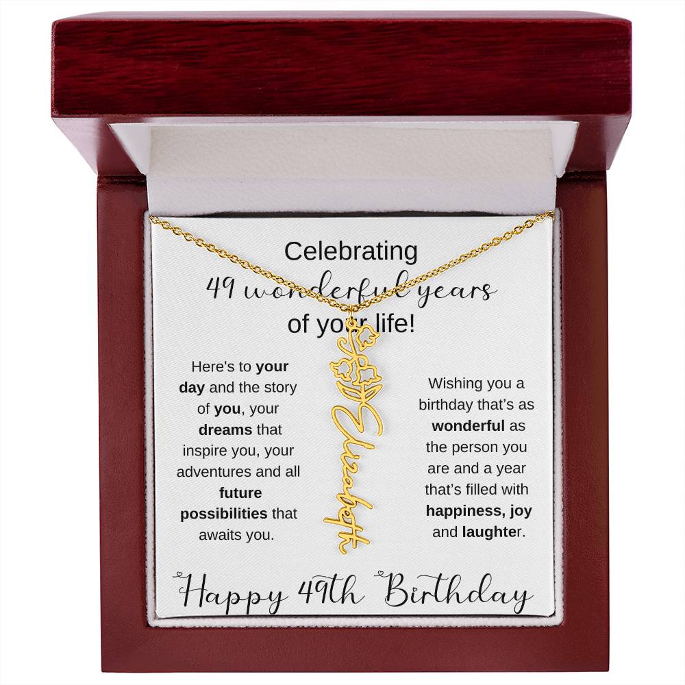 Happy 49th Birthday | Flower Name Necklace