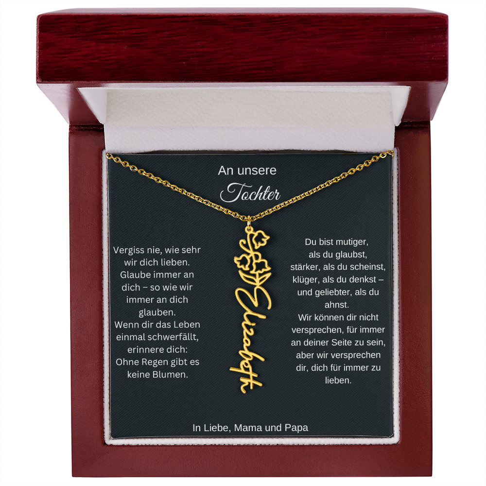 Geburtsblume Namenskette Tochter personalisierte Gravur Kette Geschenk