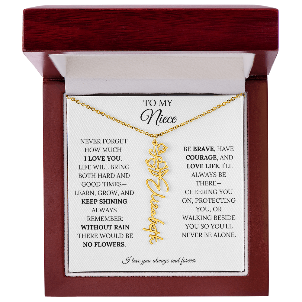 To My Niece | Keep Shining | Flower Name Necklace