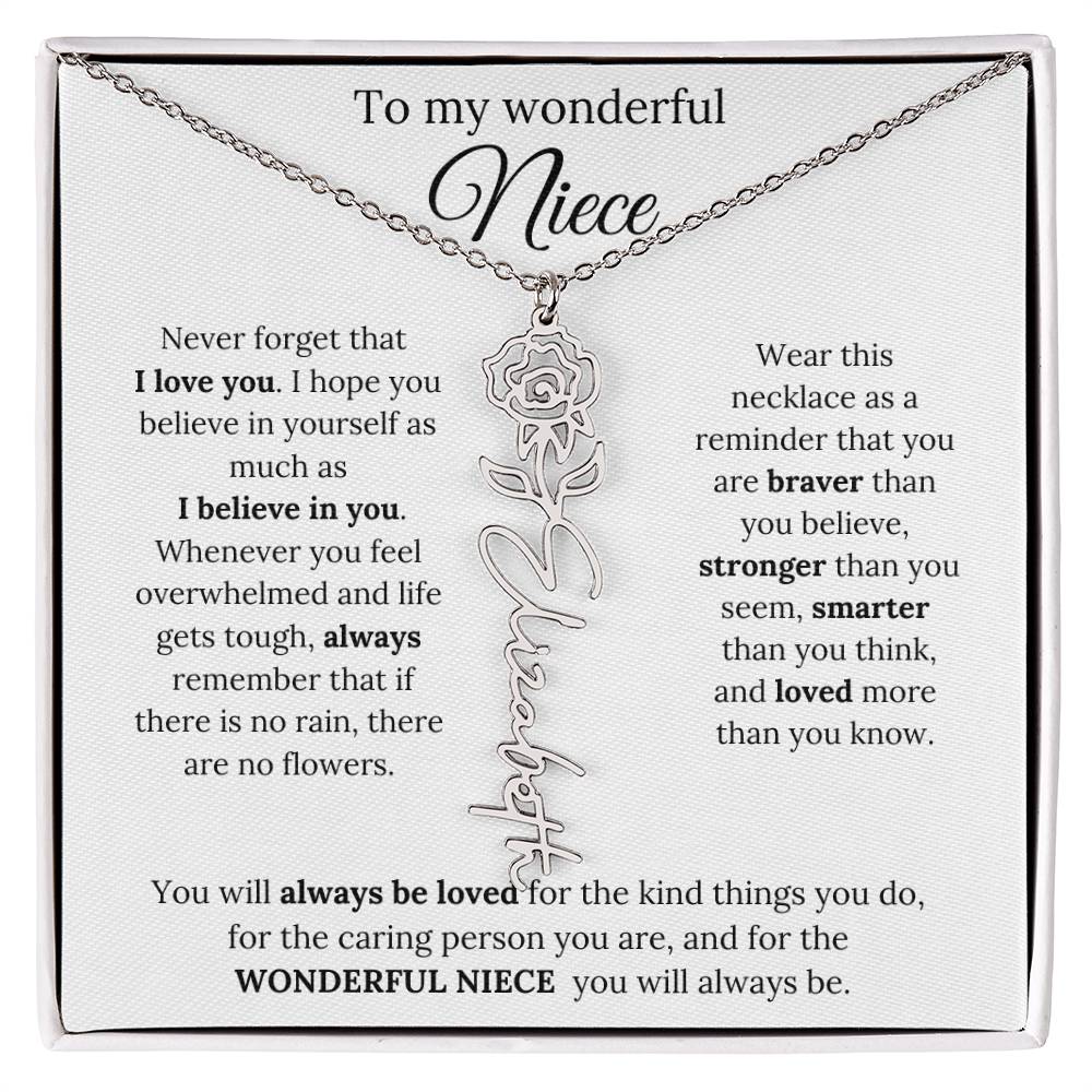 To My  Niece Birthmonth Flower Necklace 1