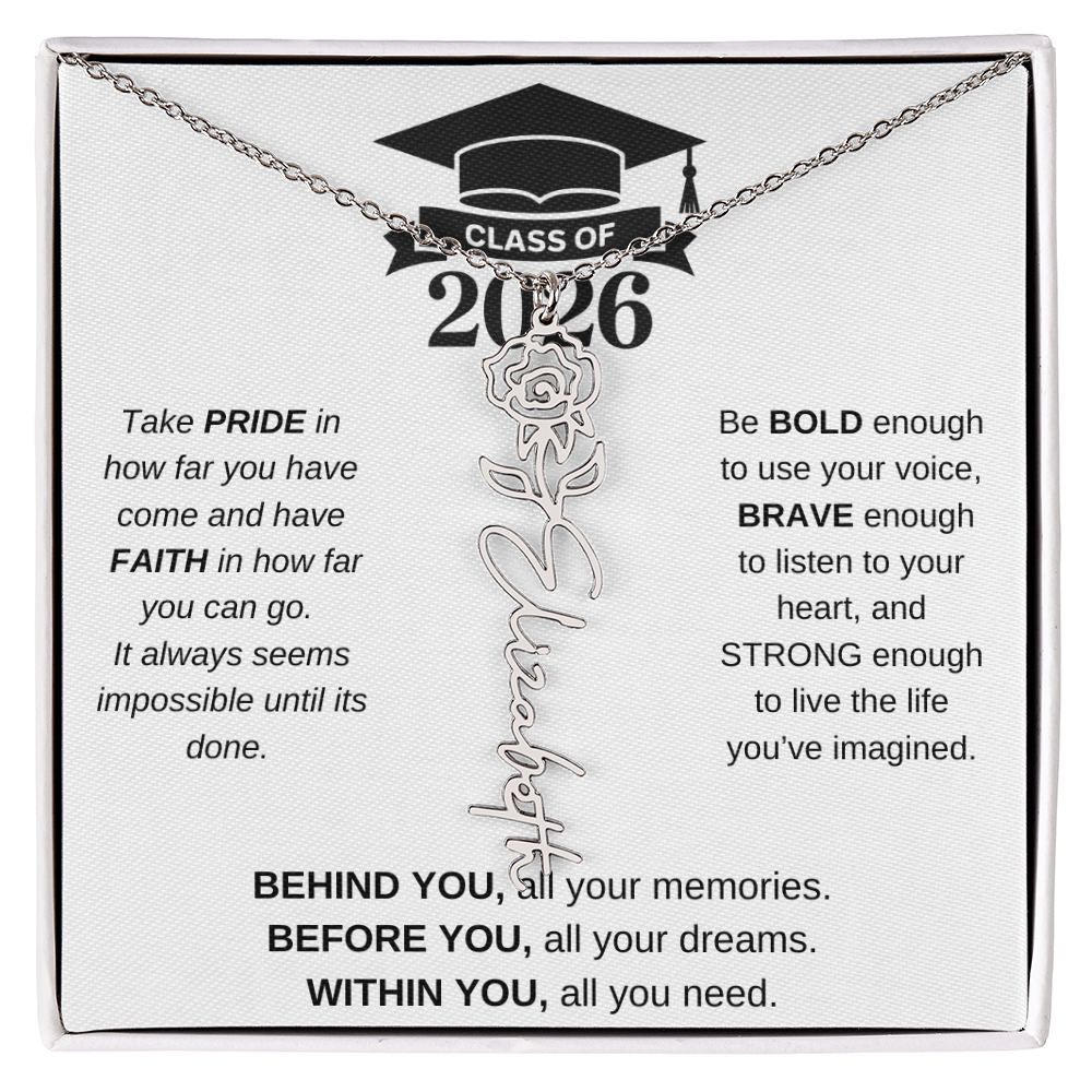 2026 Graduation Jewelry Birthmonth Flower Name Necklace