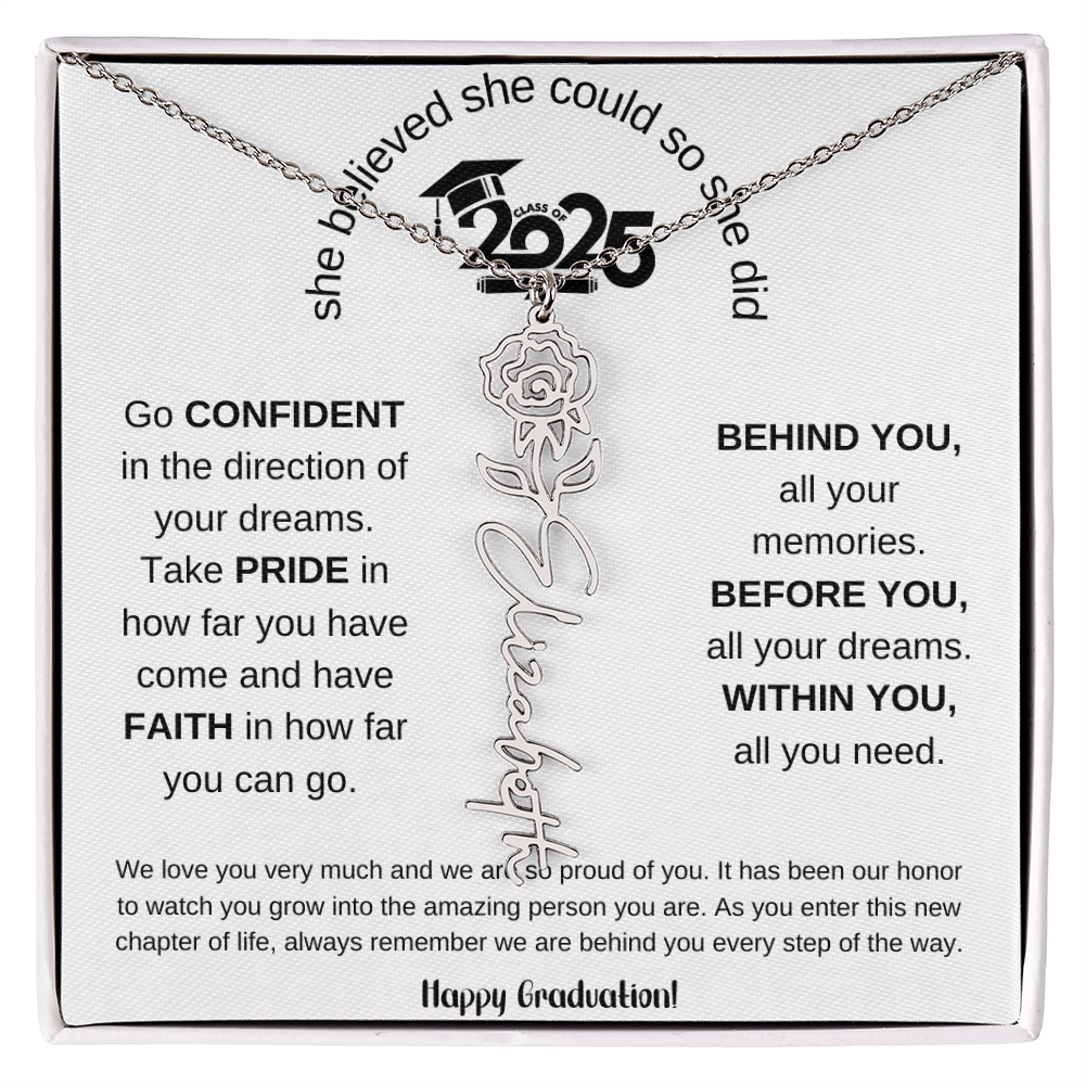 Happy Graduation - Flower Name Necklace