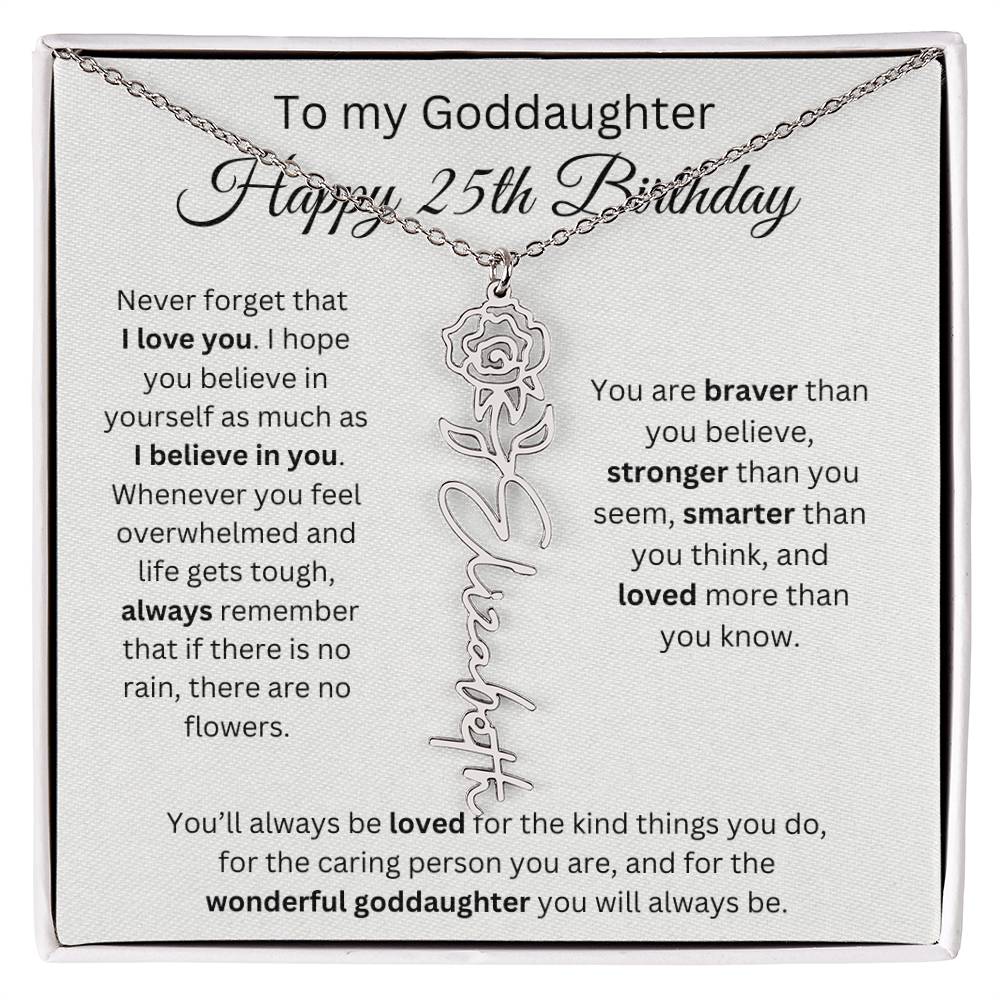 To My Goddaughter Happy 25th Birthday - Flower Name Necklace