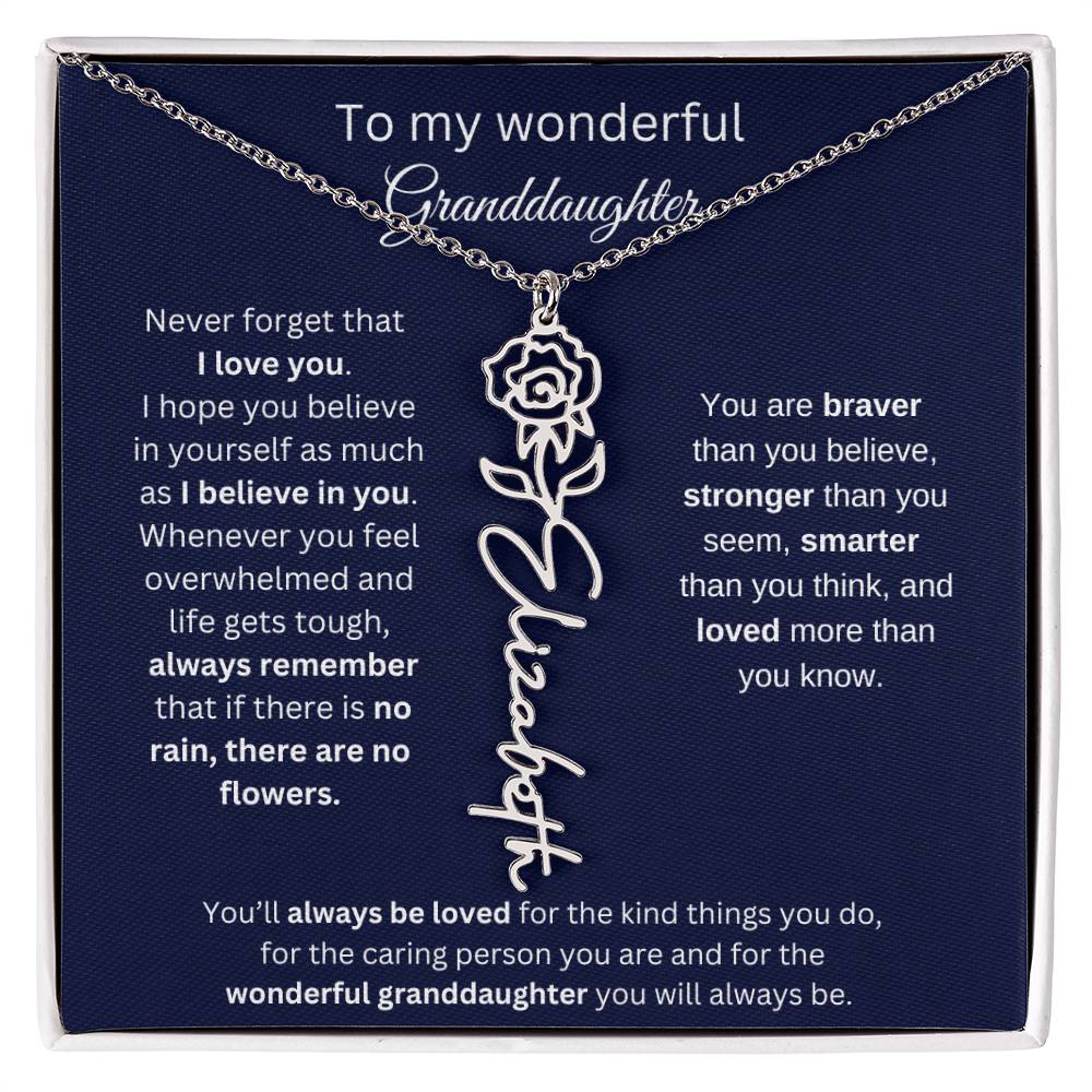 To My Wonderful Granddaughter  Personalized Birth Month Flower Necklace 1