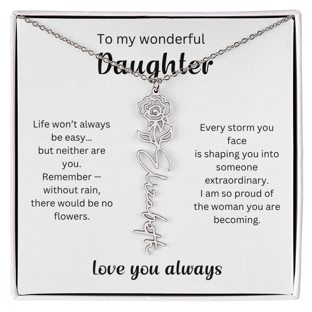 Emotional Gift for Daughter - Birth Flower Name Necklace 2