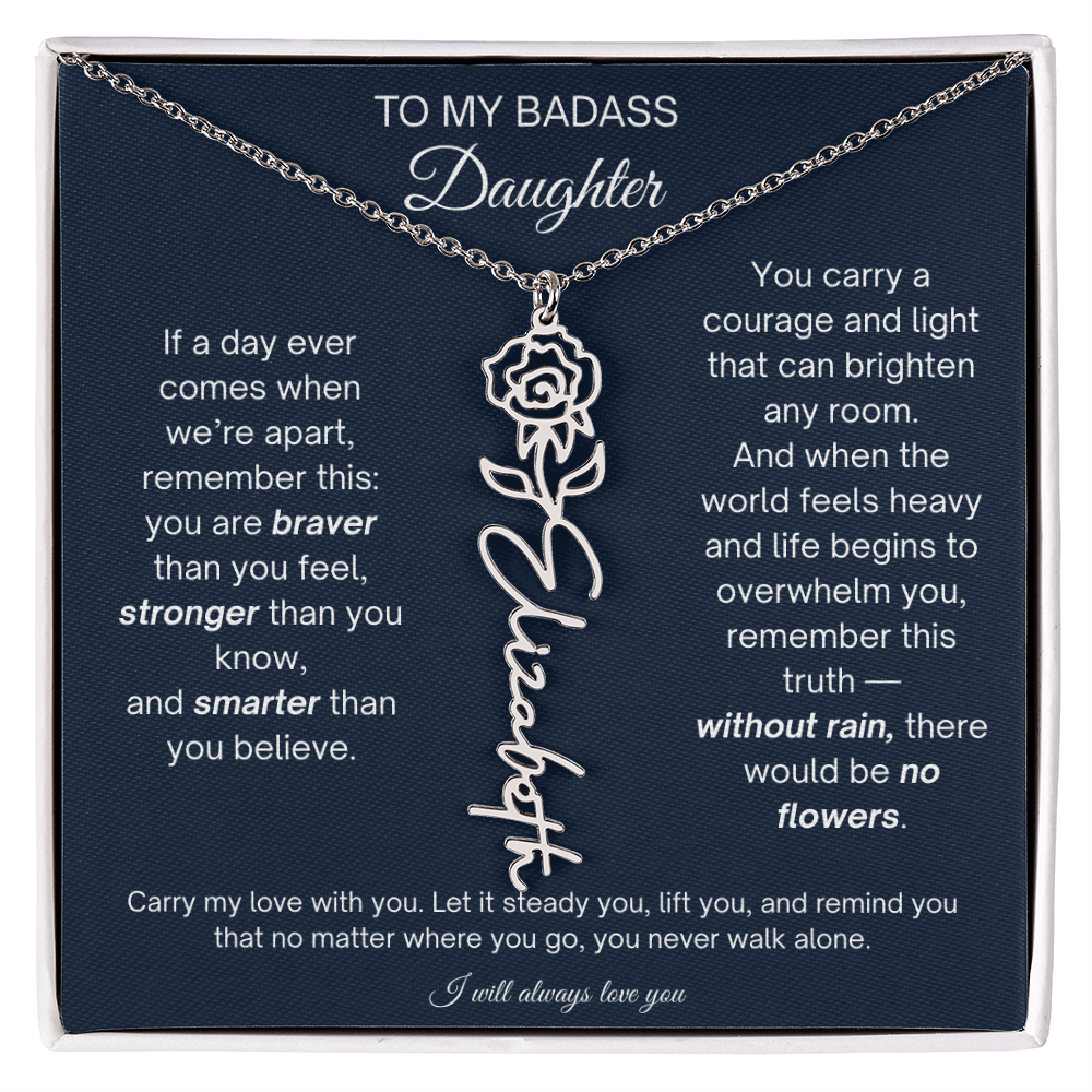 Daughter Encouragement Gift - Personalized Flower Name Necklace