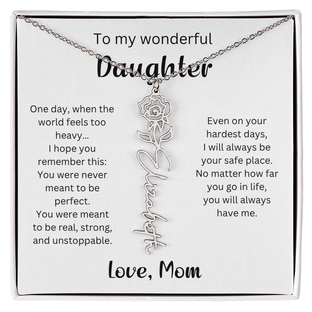Emotional Gift for Daughter - Birth Flower Name Necklace