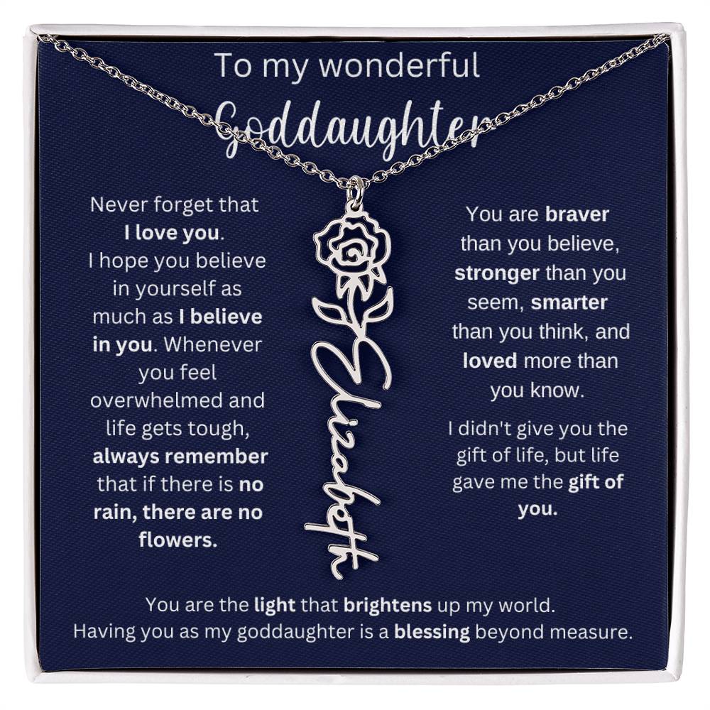 To My Wonderful Goddaughter | I Believe In You | Flower Name Necklace