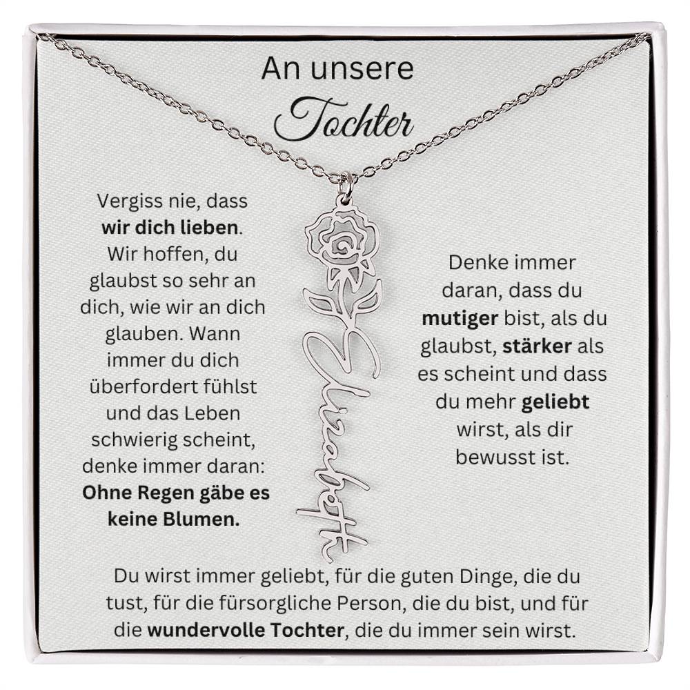 An Unsere Tochter - Vergiss Nie Geburtsblumen Kette Personalisierbar Mit Namen