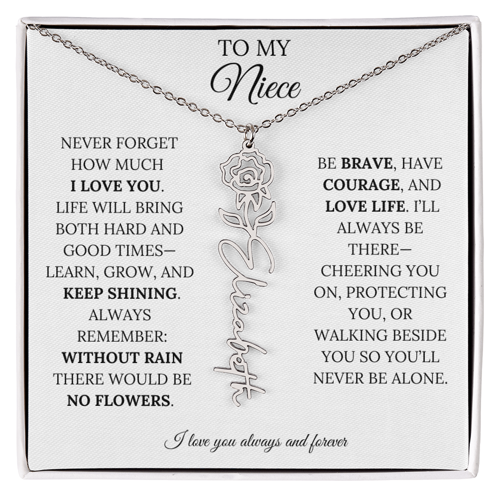 To My Niece | Keep Shining | Flower Name Necklace