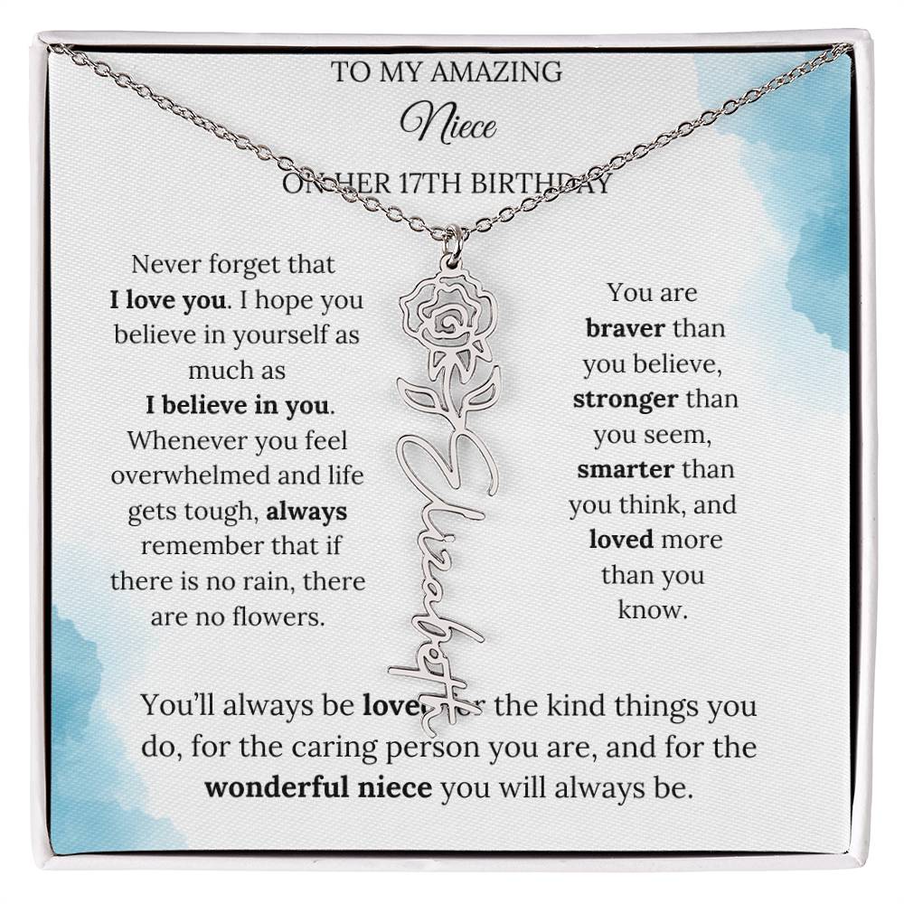 Birth Month Flower Name Necklace for My Niece's 17th Birthday