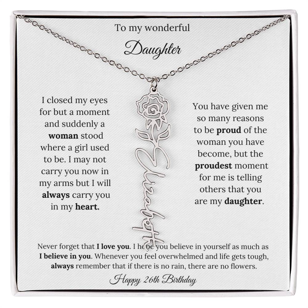 Happy 26th Birthday | Never Forget That I Love You | Flower Name Necklace