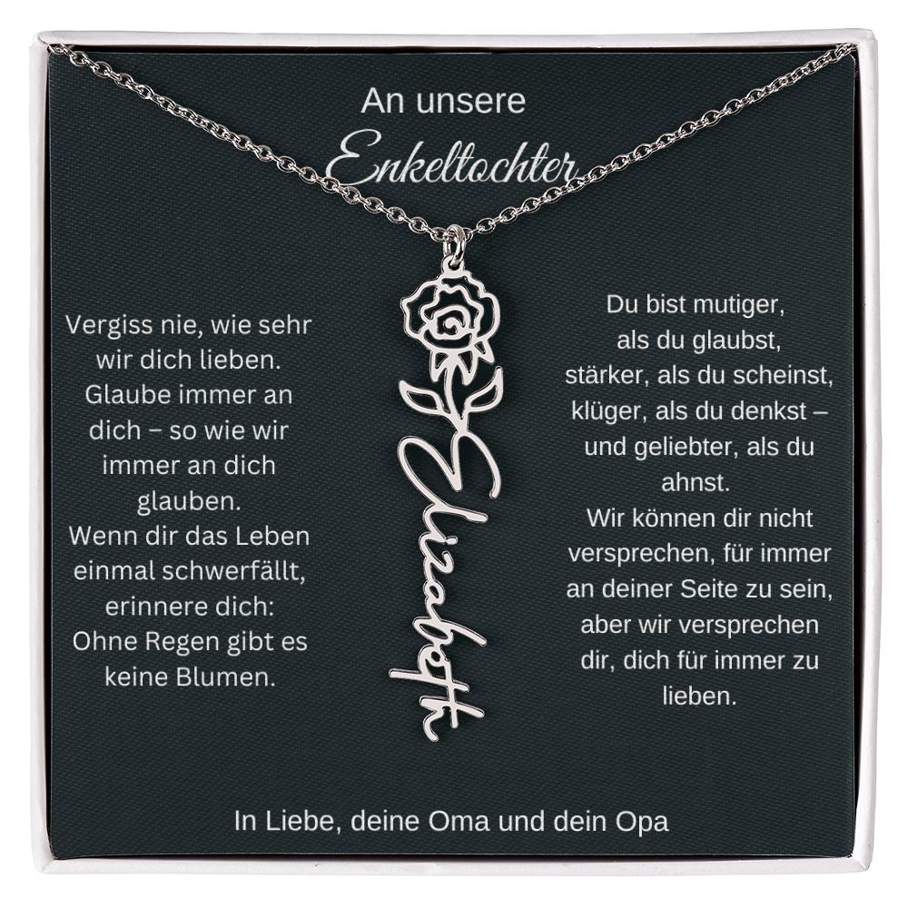 Geburtsblumen Namenskette Enkeltochter