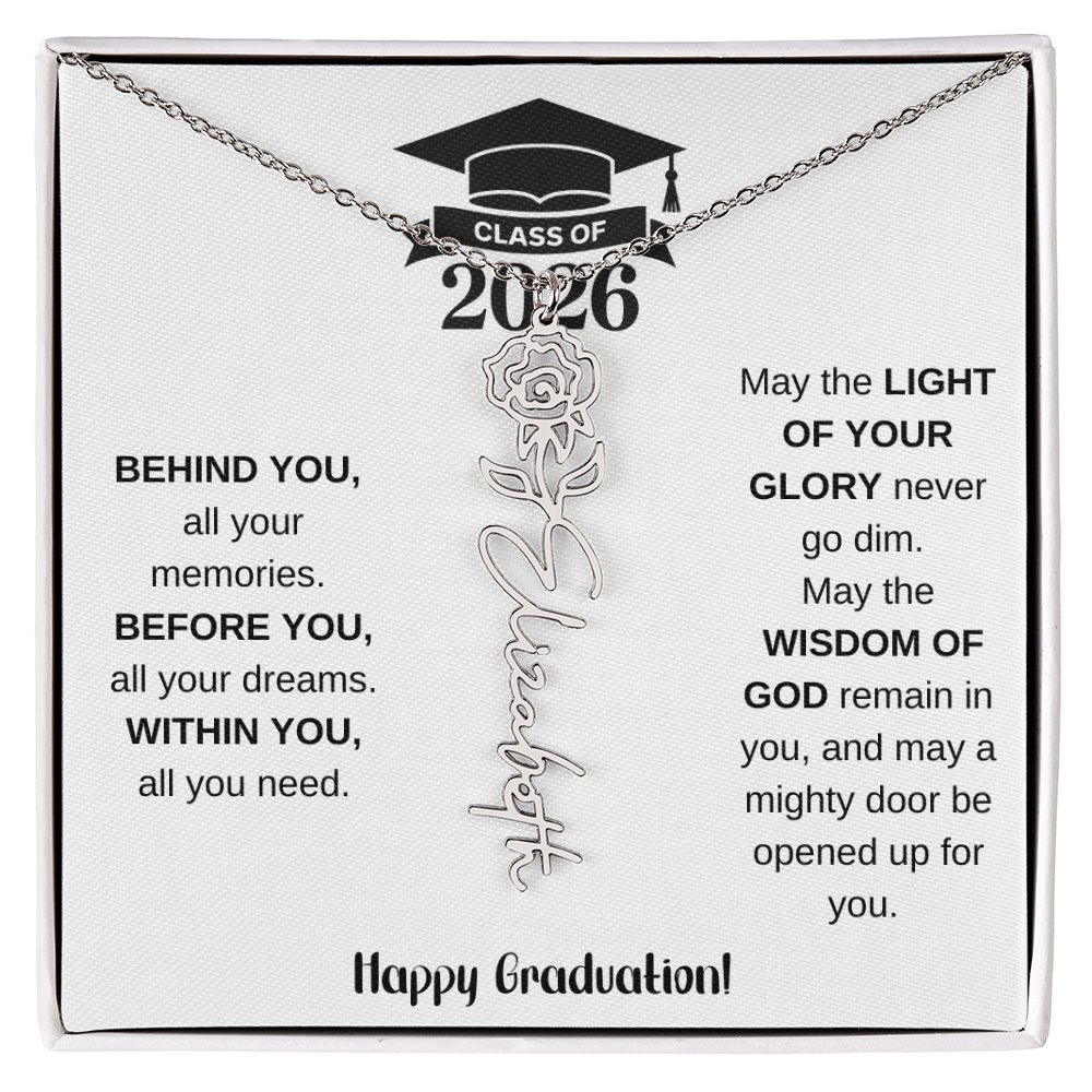 Class Of 2026 Personalized Graduation Gift Birth Month Flower Necklace
