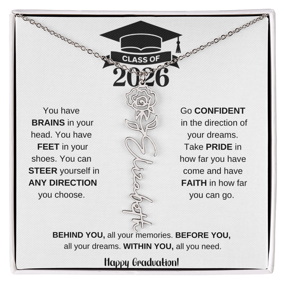 Personalized 2026 Graduation Gift Birth Month Flower Necklace