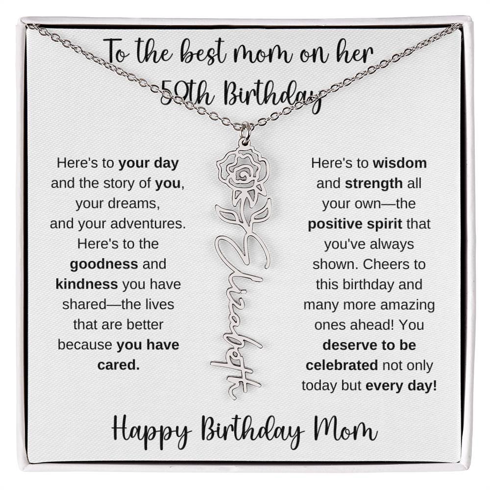 To The Best Mom - Happy 59th Birthday | Flower Name Necklace