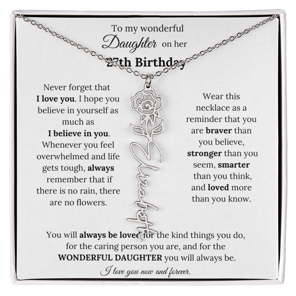 To My Wonderful Daughter On Her 27th Birthday - I Love You - Flower Name Necklace