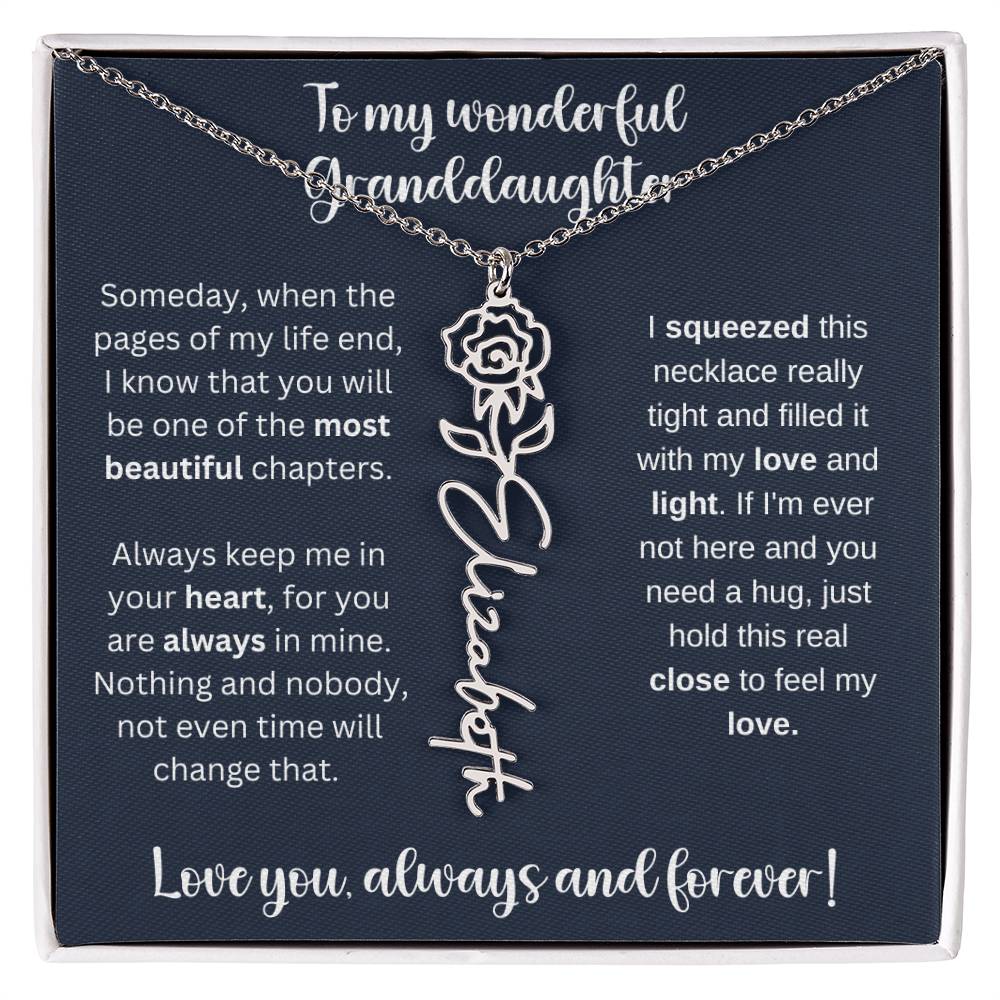To My Wonderful Daughter Always Keep Me In Your Heart | Flower Name Necklace