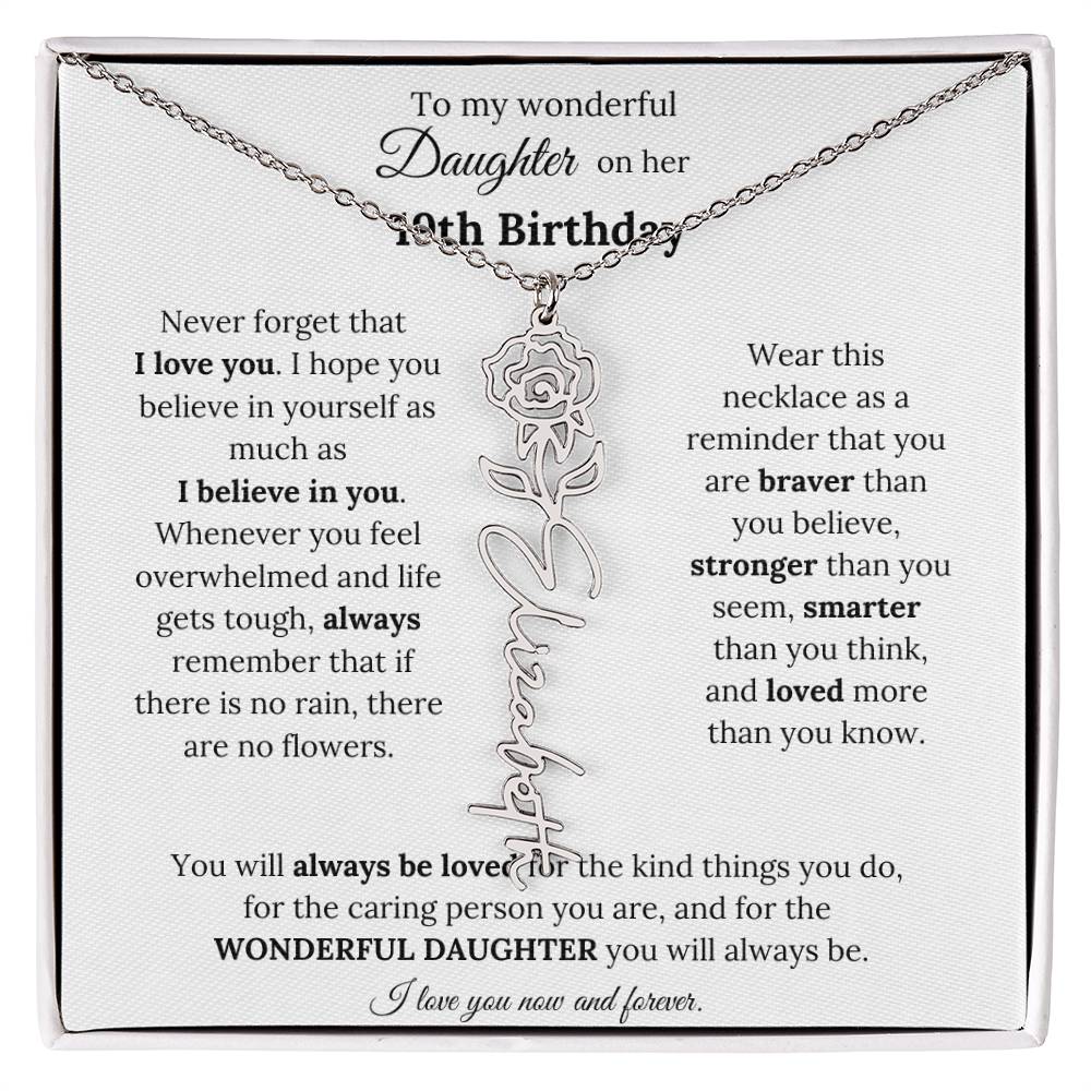 To My Wonderful Daughter On Her 19th Birthday - I Love You - Flower Name Necklace