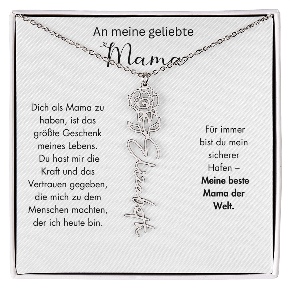 Personalisierte Namenskette mit Geburtsblume für Mama