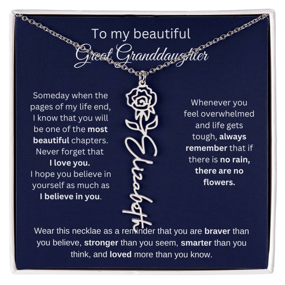 To My Beautiful Great Goddaughter Flower Necklace 2