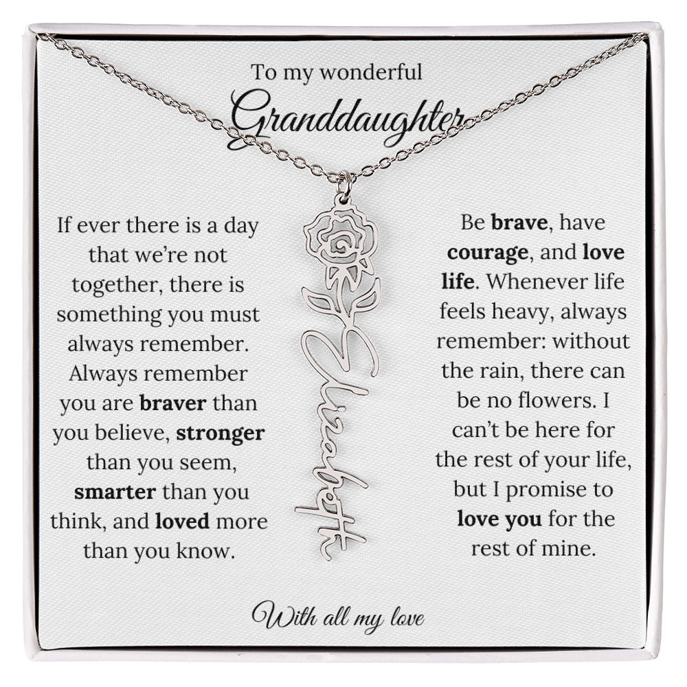 Personalized Birth Flower Name Necklace for Granddaughter