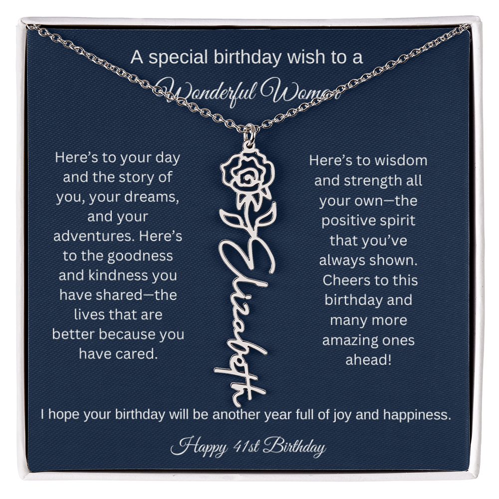 41st Birthday Gift Idea - Flower Name Necklace