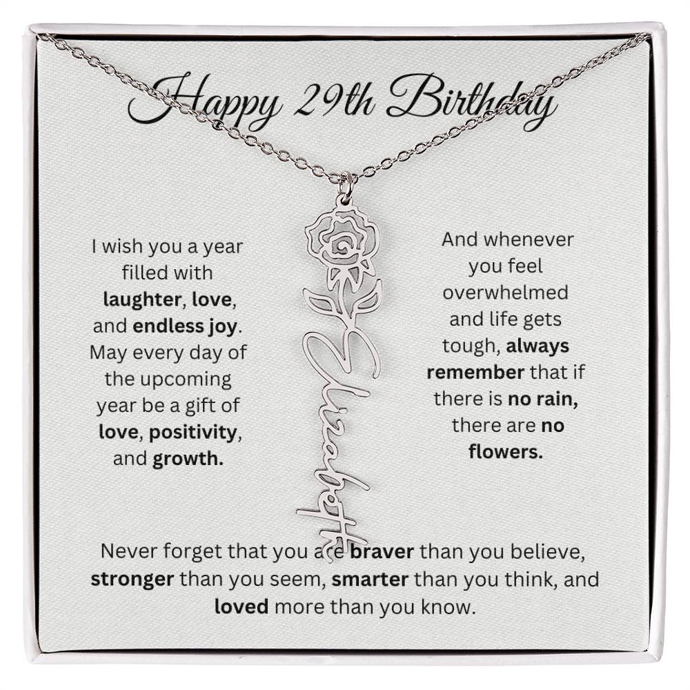 Happy 29th Birthday - Flower Name Necklace