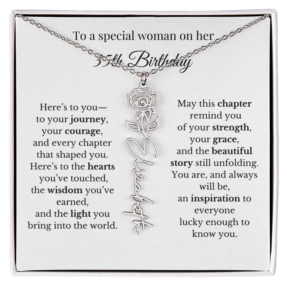 35th Birthday Gift for Her Birth Flower Name Necklace