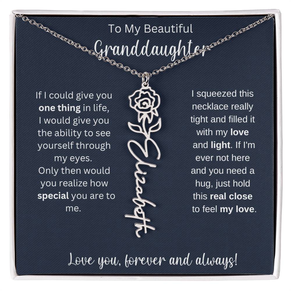 Granddaughter Birthday Present | Flower Name Necklace