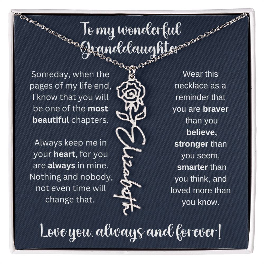 Granddaughter Birth Month Flower Necklace