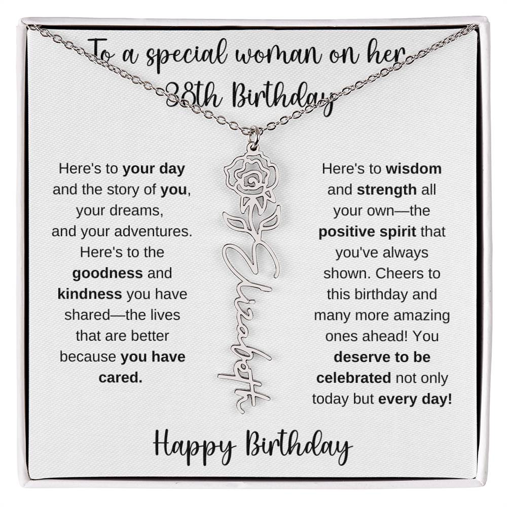 38th Birthday - Flower Name Necklace