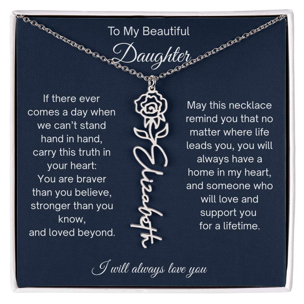 Daughter Gift Personalized Birth Flower Name Necklace