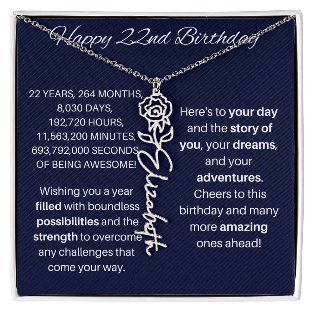 22nd Birthday Birth Flower Necklace