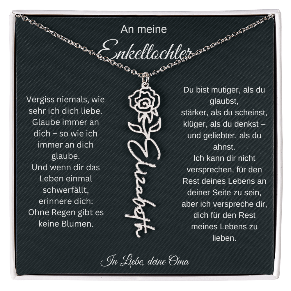 An meine Enkeltochter Geburtsblume Namenskette personalisierte Gravur Schmuck Geschenk