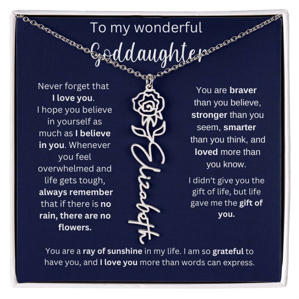 To My Wonderful Goddaughter | You Are Ray Of Sunshine | Flower Name Necklace