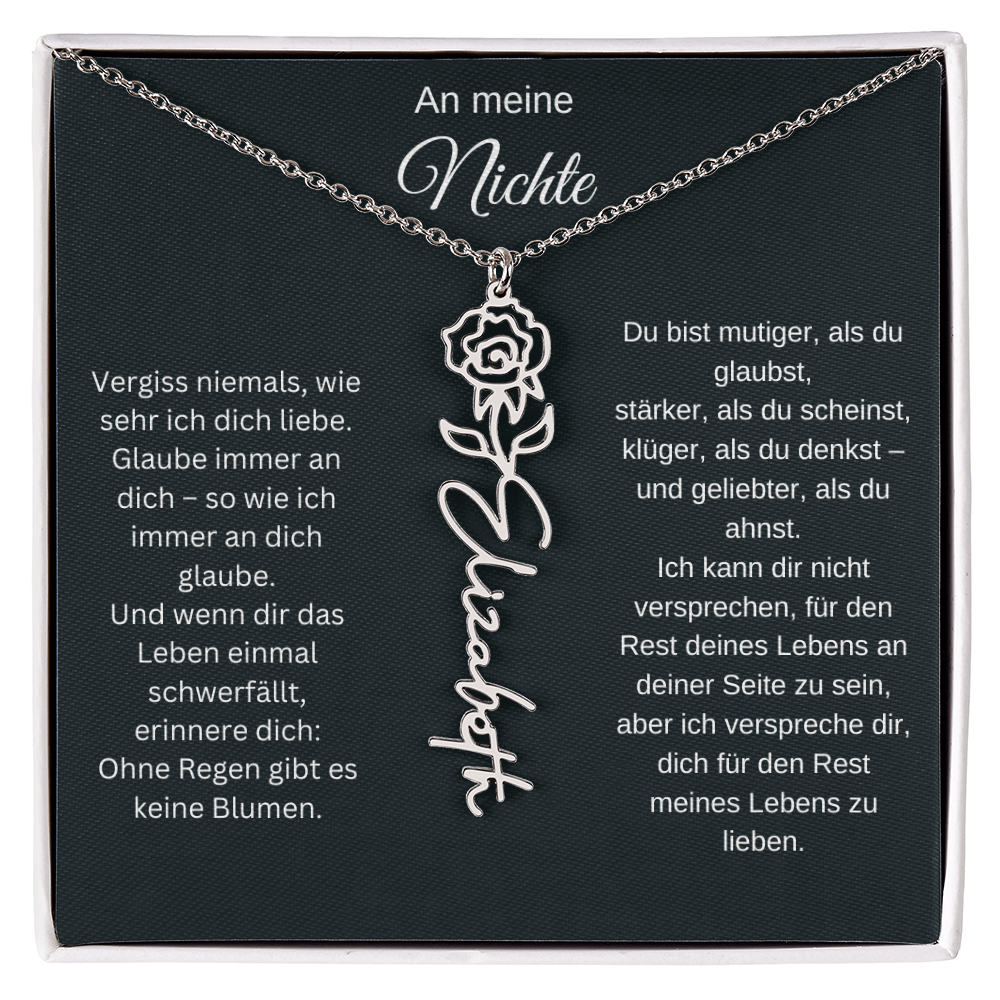 An meine Nichte Geburtsblume Namenskette mit Gravur Geschenk Geburtstag Weihnachten