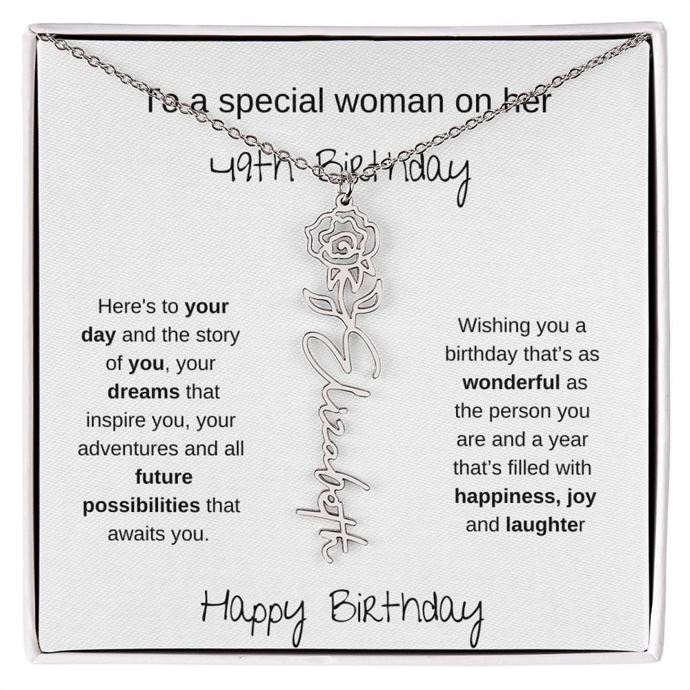 A Special Woman 49th Birthday | Flower Name Necklace