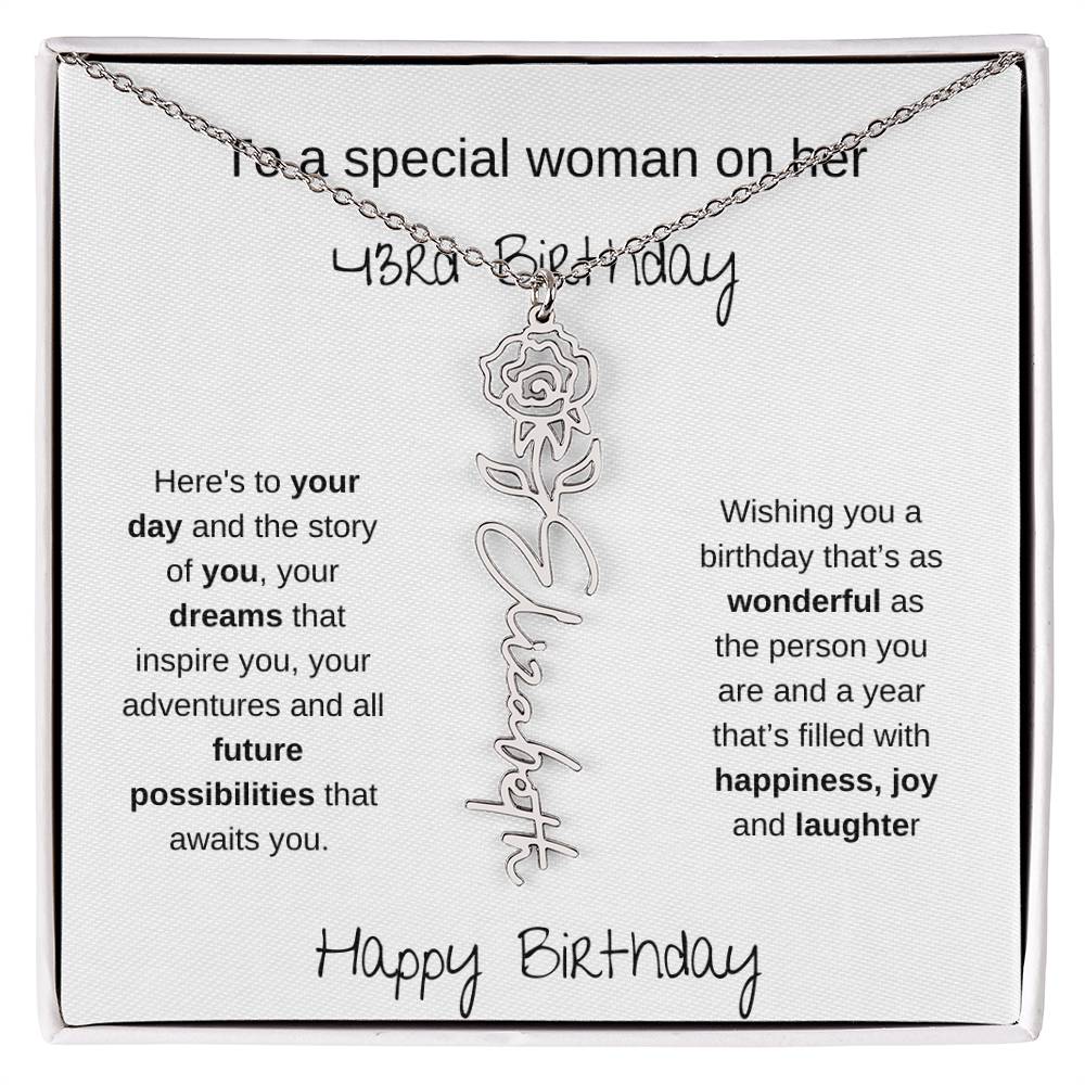 A Special Woman 43rd Birthday | Flower Name Necklace